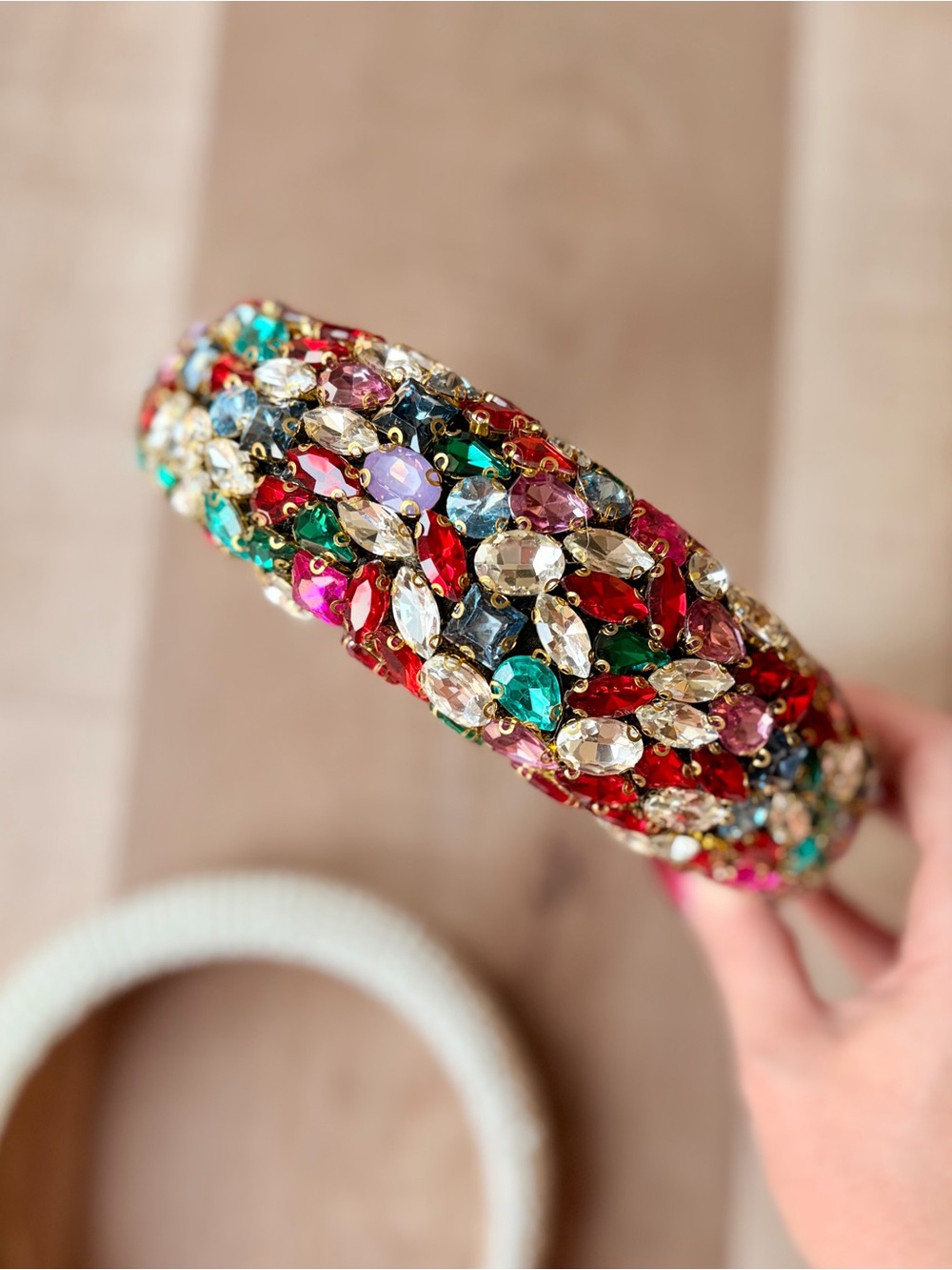 NWOT Vibrant Multi-Color Crystal Gemstone Statement Headband - Women Accessories - Picture 3 of 8